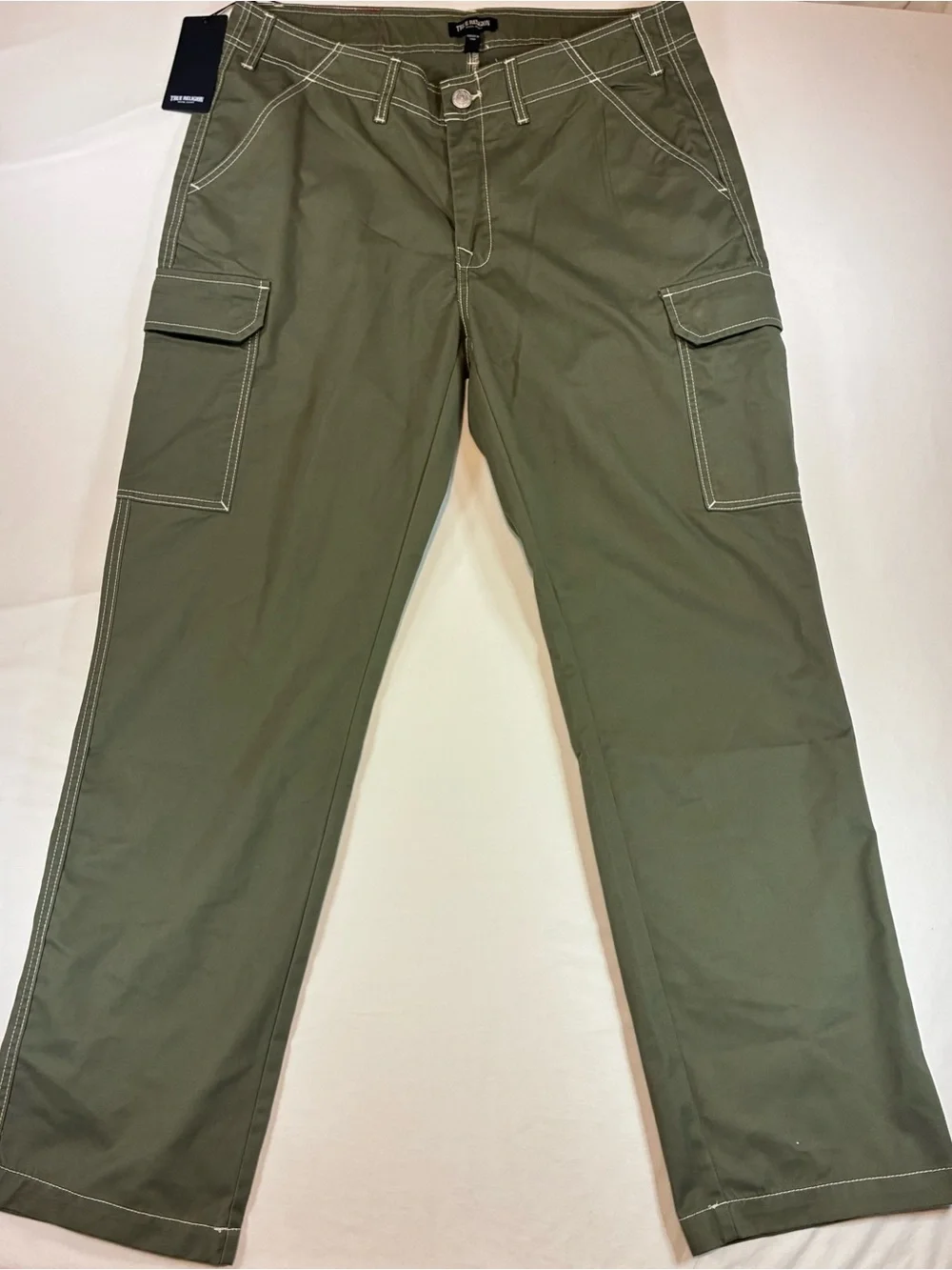 True Religion Olive Green Cargo Pants with Utility Pockets